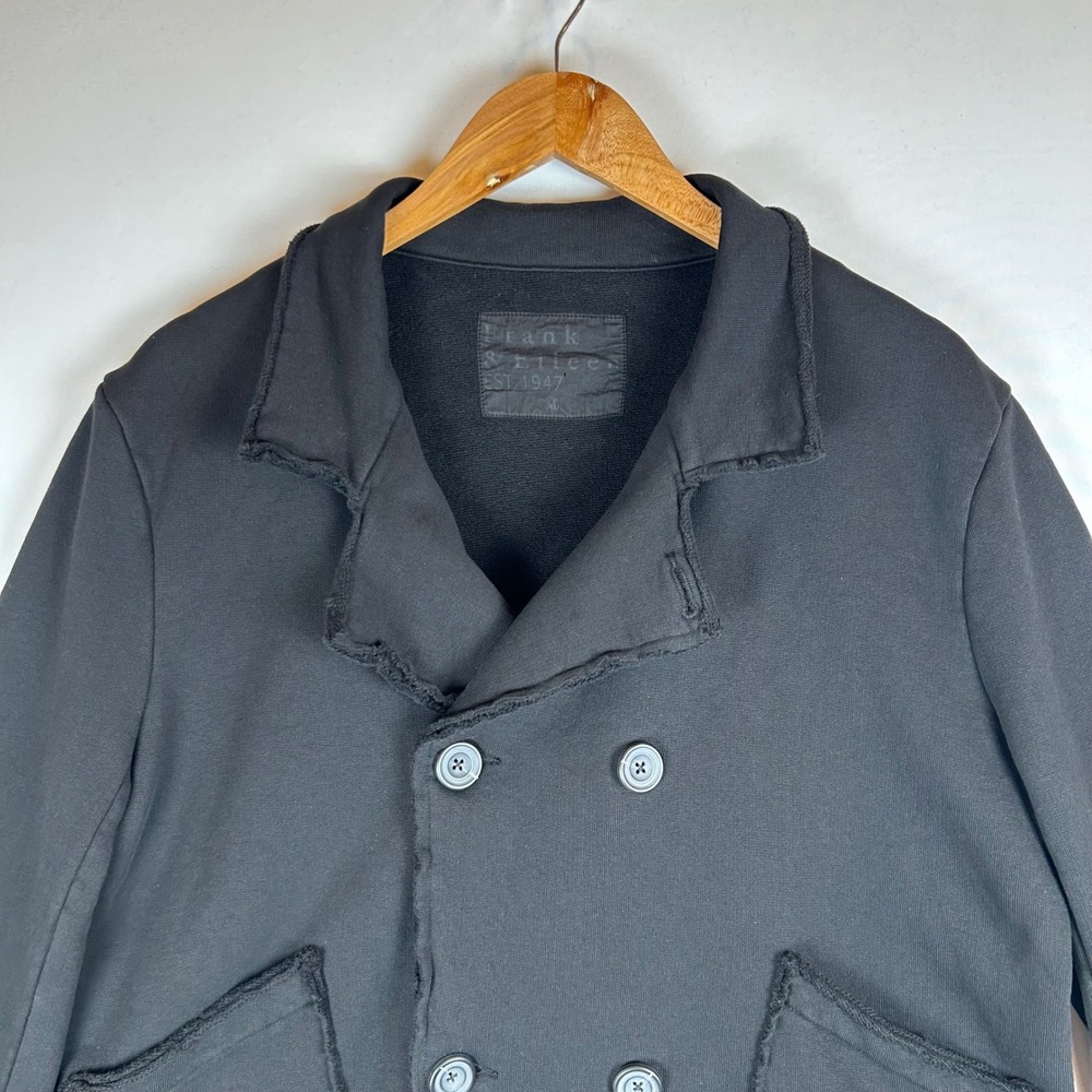 Frank & Eileen Mini Belfast Crop Knit Pea Coat Black Cotton Medium LABCROP - Picture 6 of 11